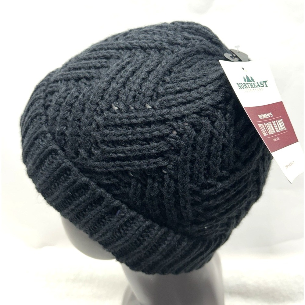 Northeast Outfitters Neo Cozy Adult One Size Texture Diamond Beanie-Black (A1)